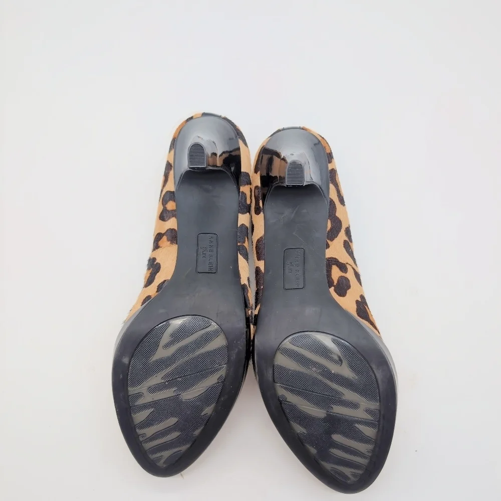 Anne Klein Lolana Leather Fur Leopard Print Heels Sz 8.5 - Picture 7 of 8